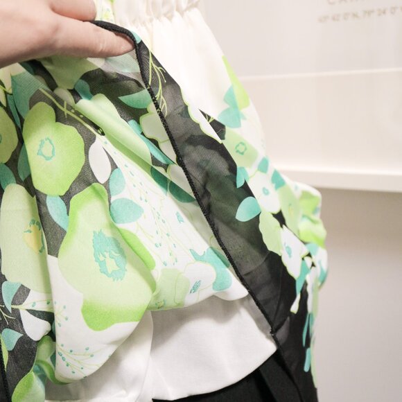 Green Floral White Babydoll Top 🪲 - Picture 5 of 6